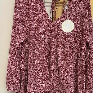 Umgee Burgundy Patterned Blouse